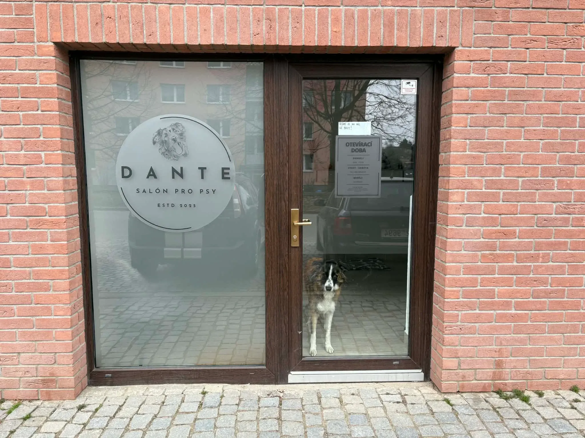 Vchod do psího salonu Dante v Jihlavě